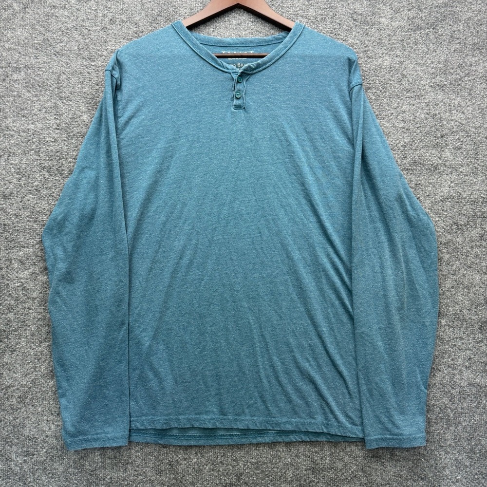 Lucky Brand Venice Burnout Henley Shirt Mens XL Blue Long Sleeve Casual Tee